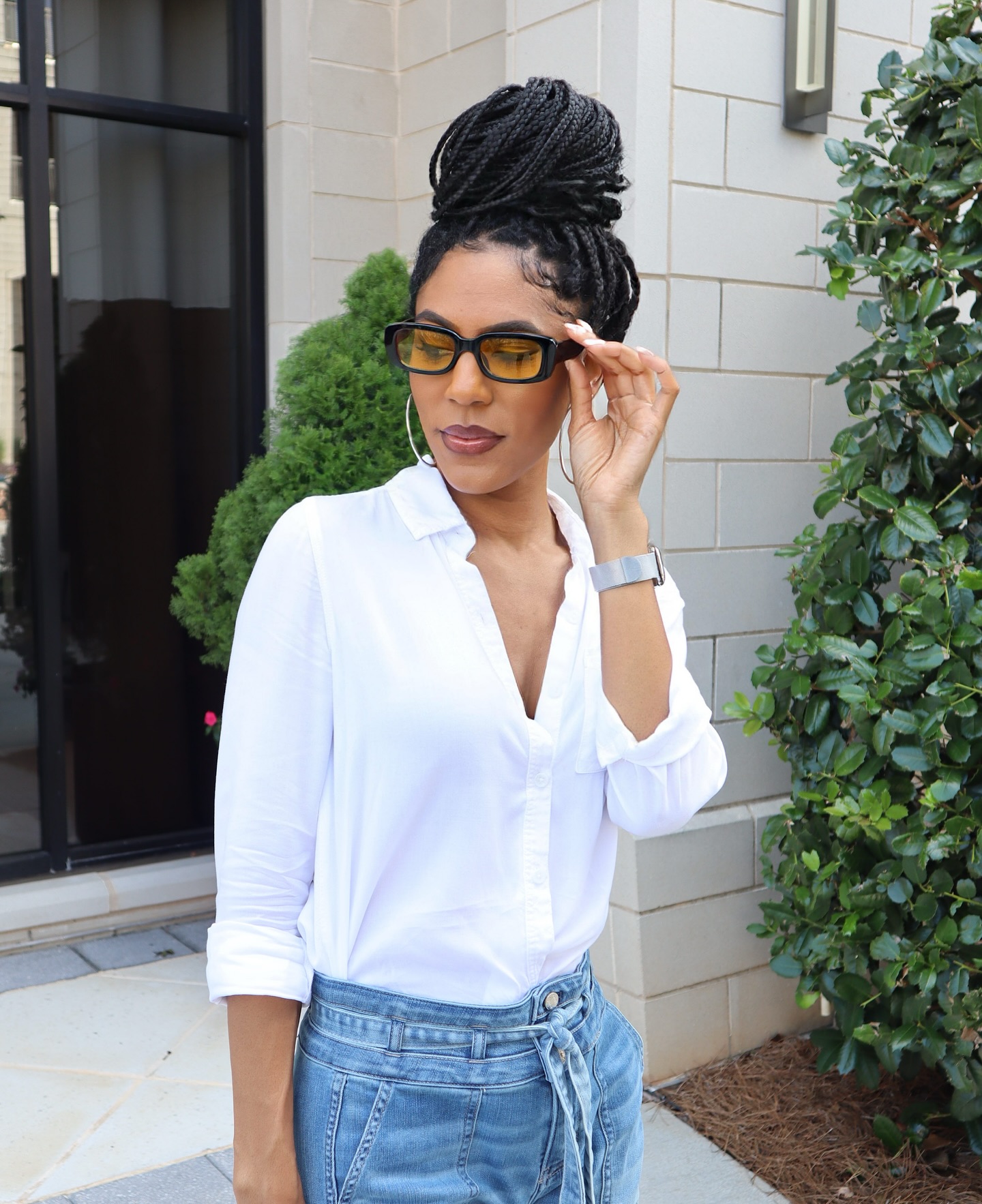 3. Effortless Chic: Box Braids Elevated to High Bun Perfection