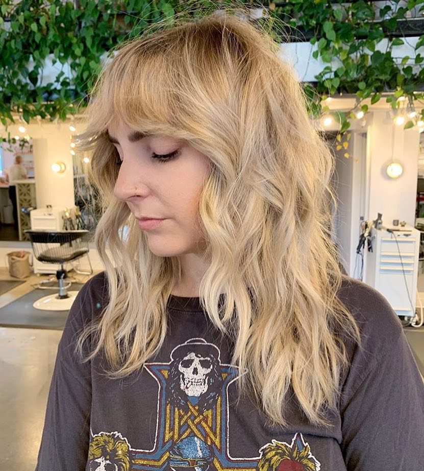 33. the Ruffled Blonde Shag with Bouncy Face-framing Layers