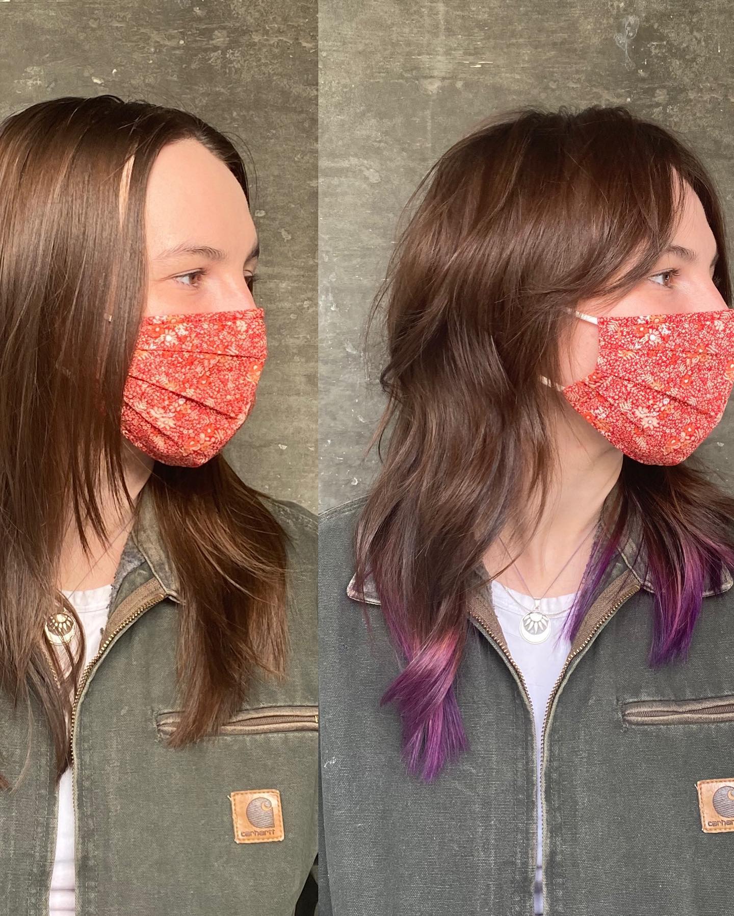 14. Chic Edges: a Textured Shag with Unexpected Plum Highlights