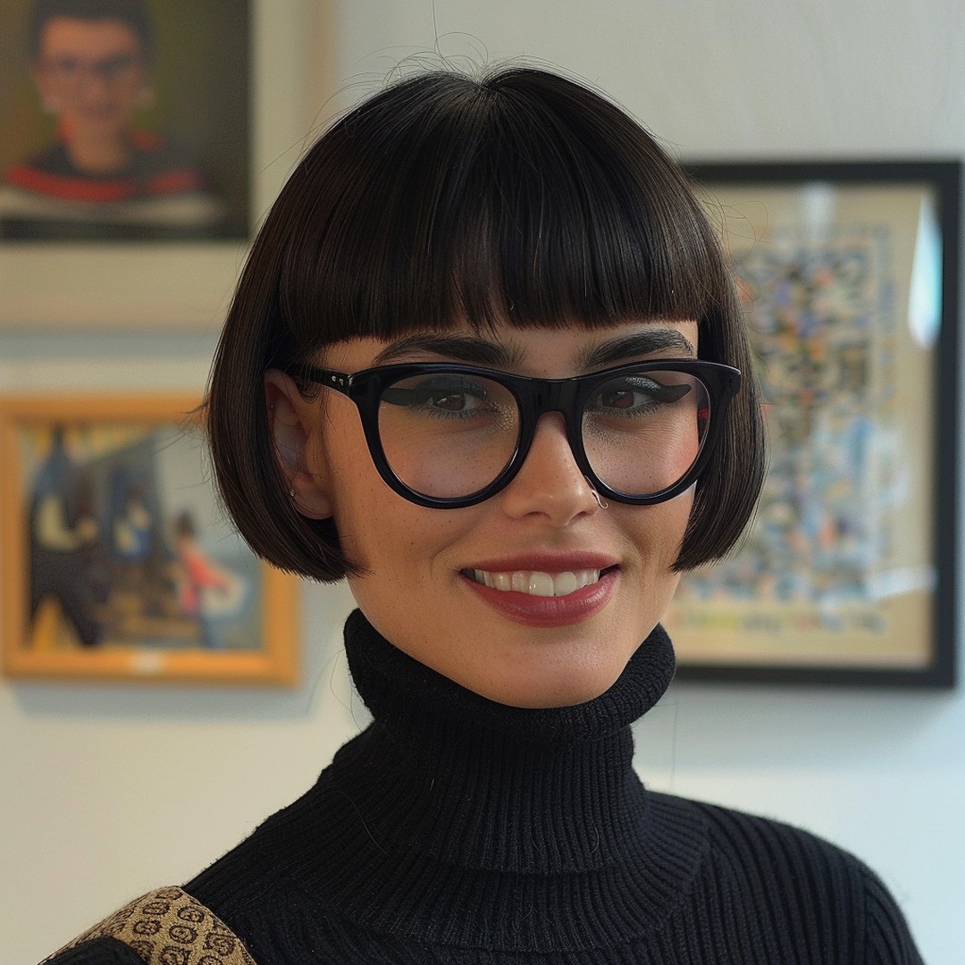 37. Short Bob with Blunt Bangs