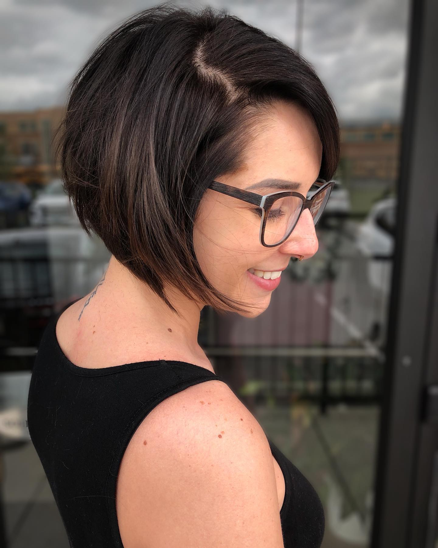 22. the Asymmetrical Chin-length Bob with Subtle Highlights
