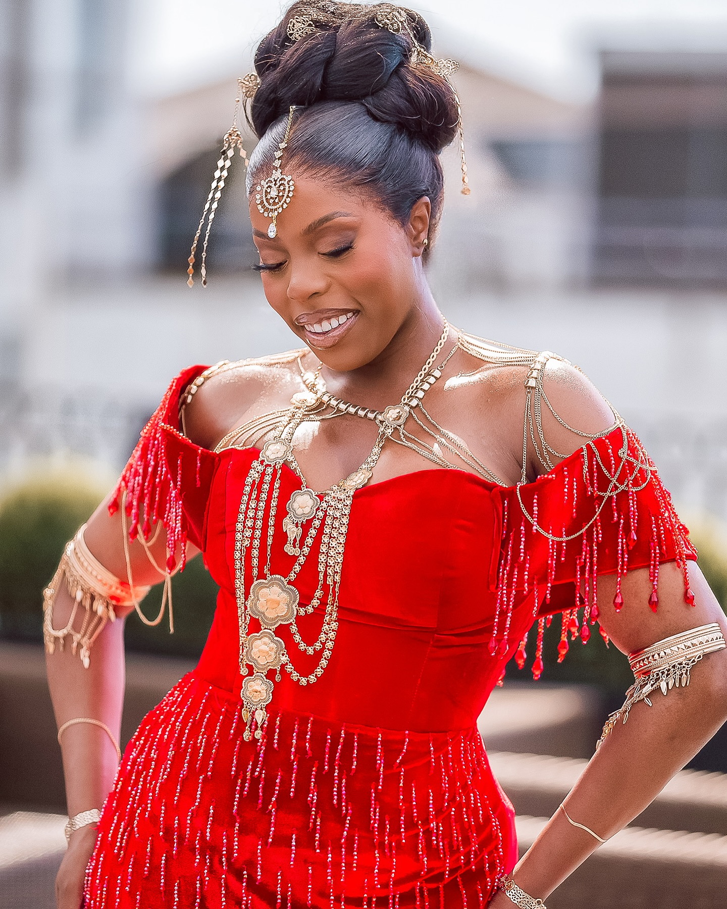 40. Regal Elegance: a Crowned Updo Adorned with Golden Flourishes
