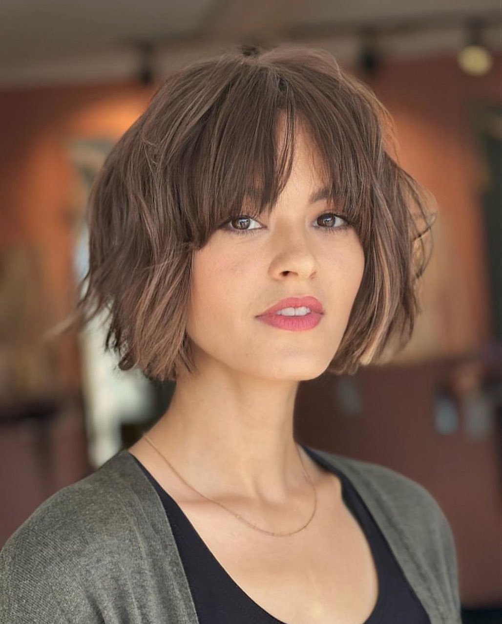 24. the Textured Bob with Fringe Flair