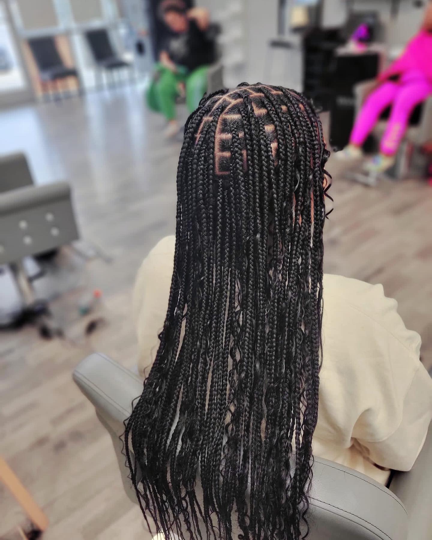 30. Ravishingly Textured Box Braids with Chic Straight Edges