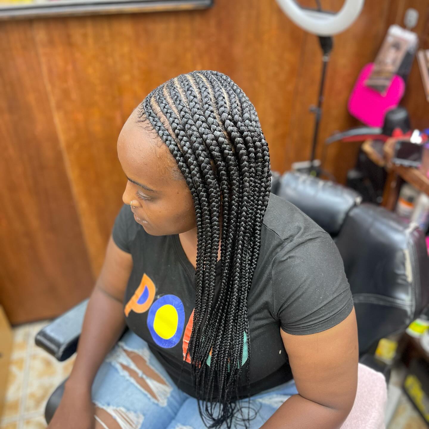 13. Sleek Cascade Of Elegance: the Ultimate Box Braid Statement