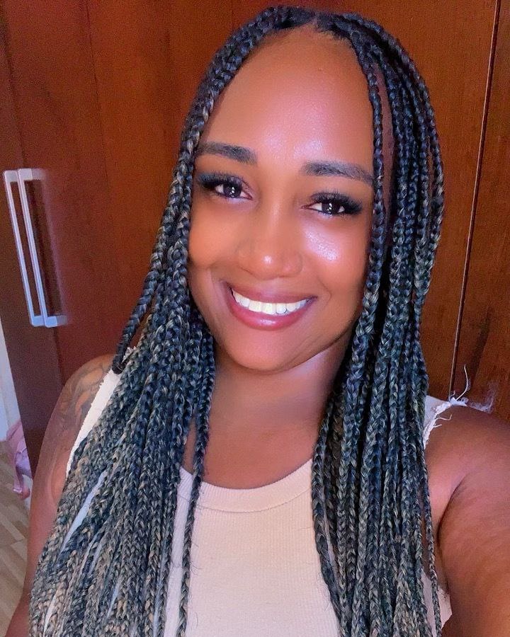 11. Dusk-embraced Box Braids: a Radiant Blend Of Deep Hues and Effortless Charm