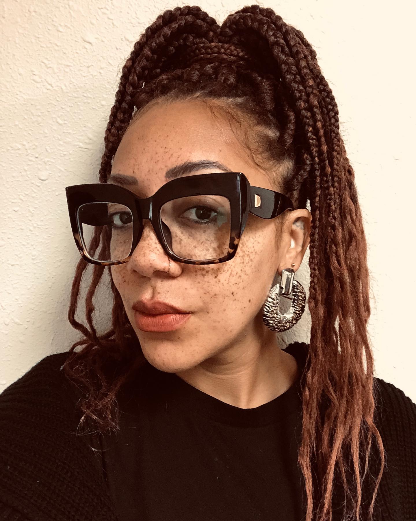2. the Elevated Box Braid Bun with a Twist