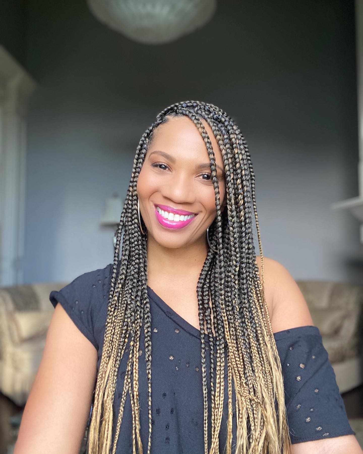 8. Sun-kissed Elegance: Box Braids with a Touch Of Ombre