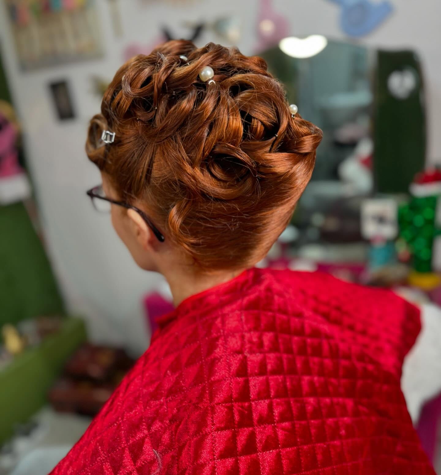33. Whimsical Elegance: the Pearl-adorned Vintage Updo
