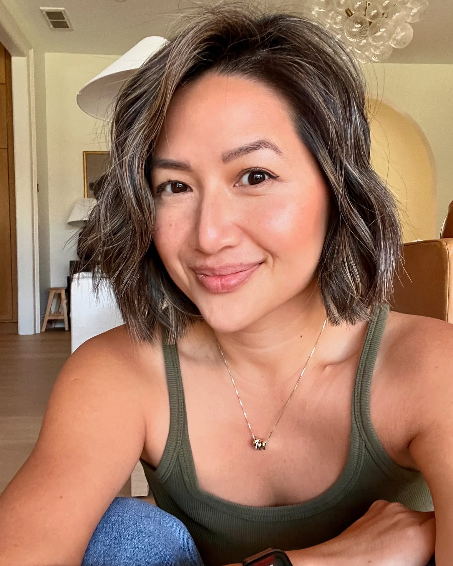 36. Soft Textured Bob with Highlights