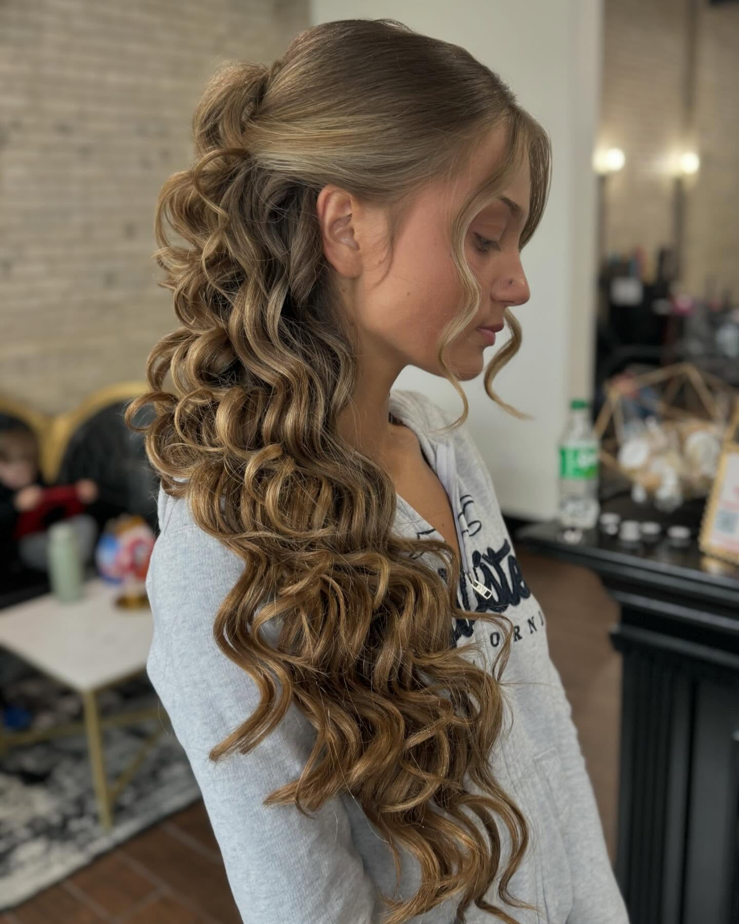 23. Side Parting with Cascading Ribbons