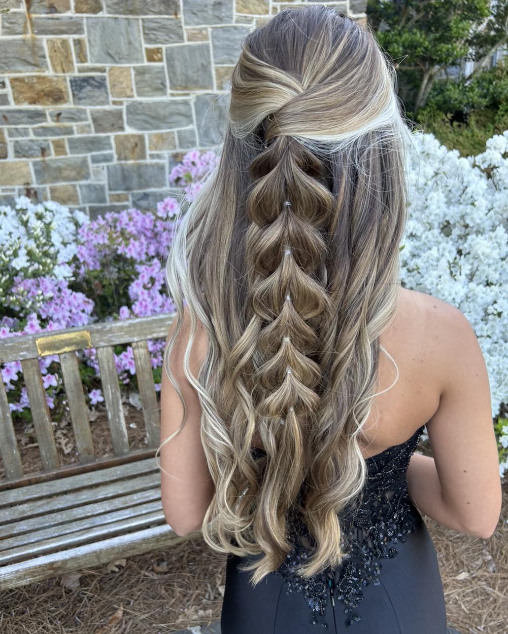 34. Asymmetrical Cascade with Cherry Cola Highlights