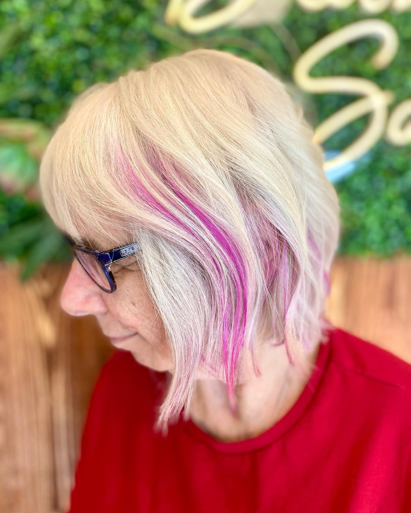 33. Blonde Bombshell with a Pop Of Pink: a Modern Twist on Timeless Elegance