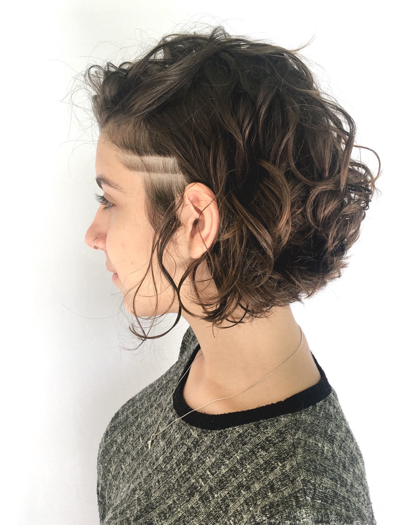 1. Short Wavy Bob with Geometric Undercut