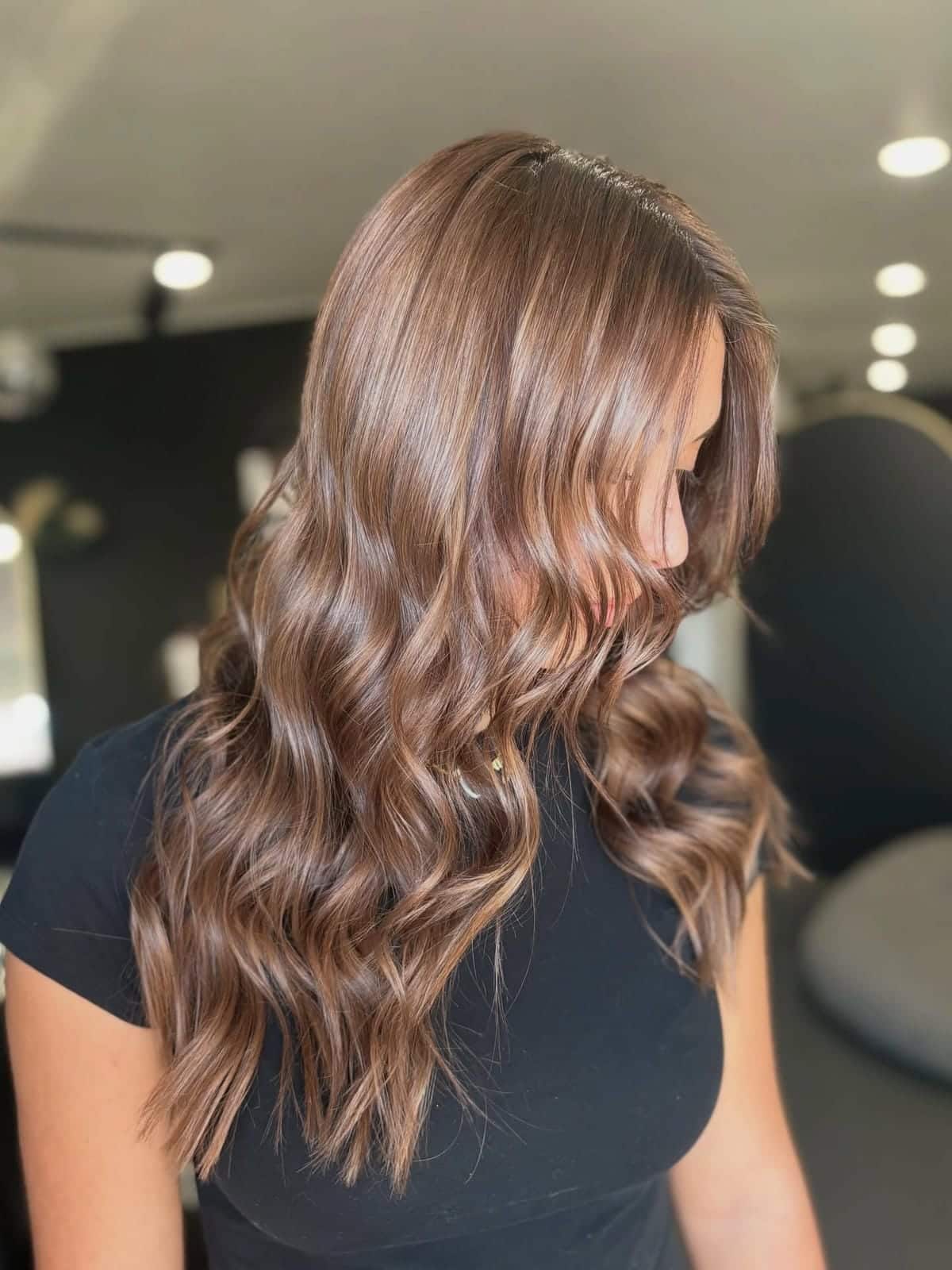 66. Title: Rich Chocolate Brown with Soft Waves