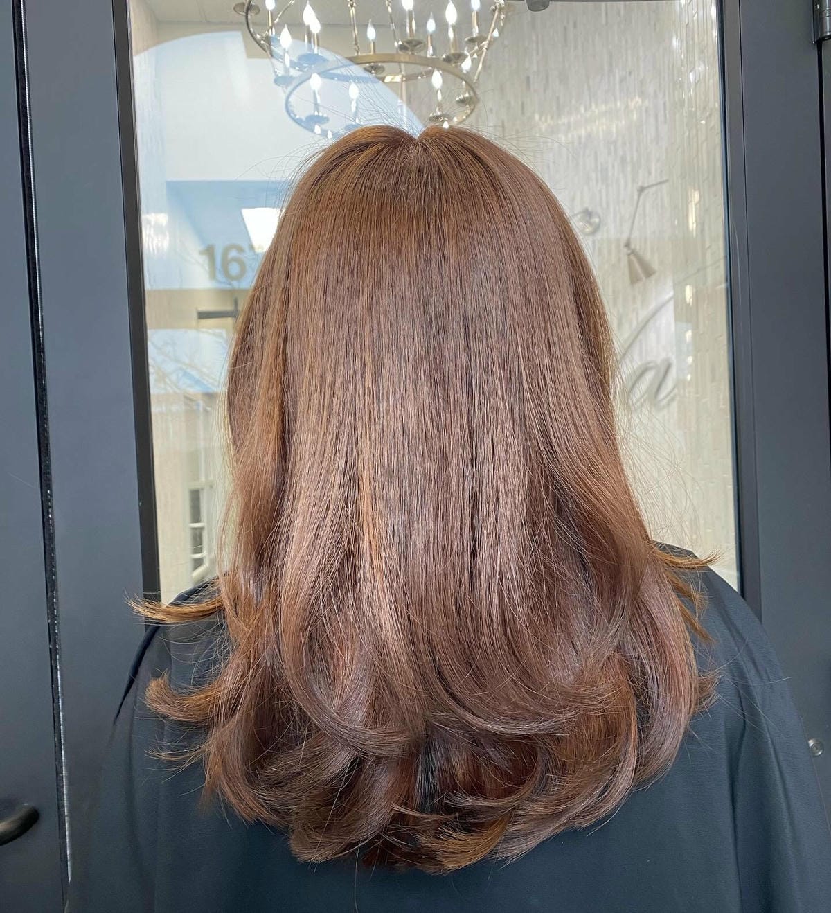 61. Warm Chocolate Brown with Soft Layered Waves