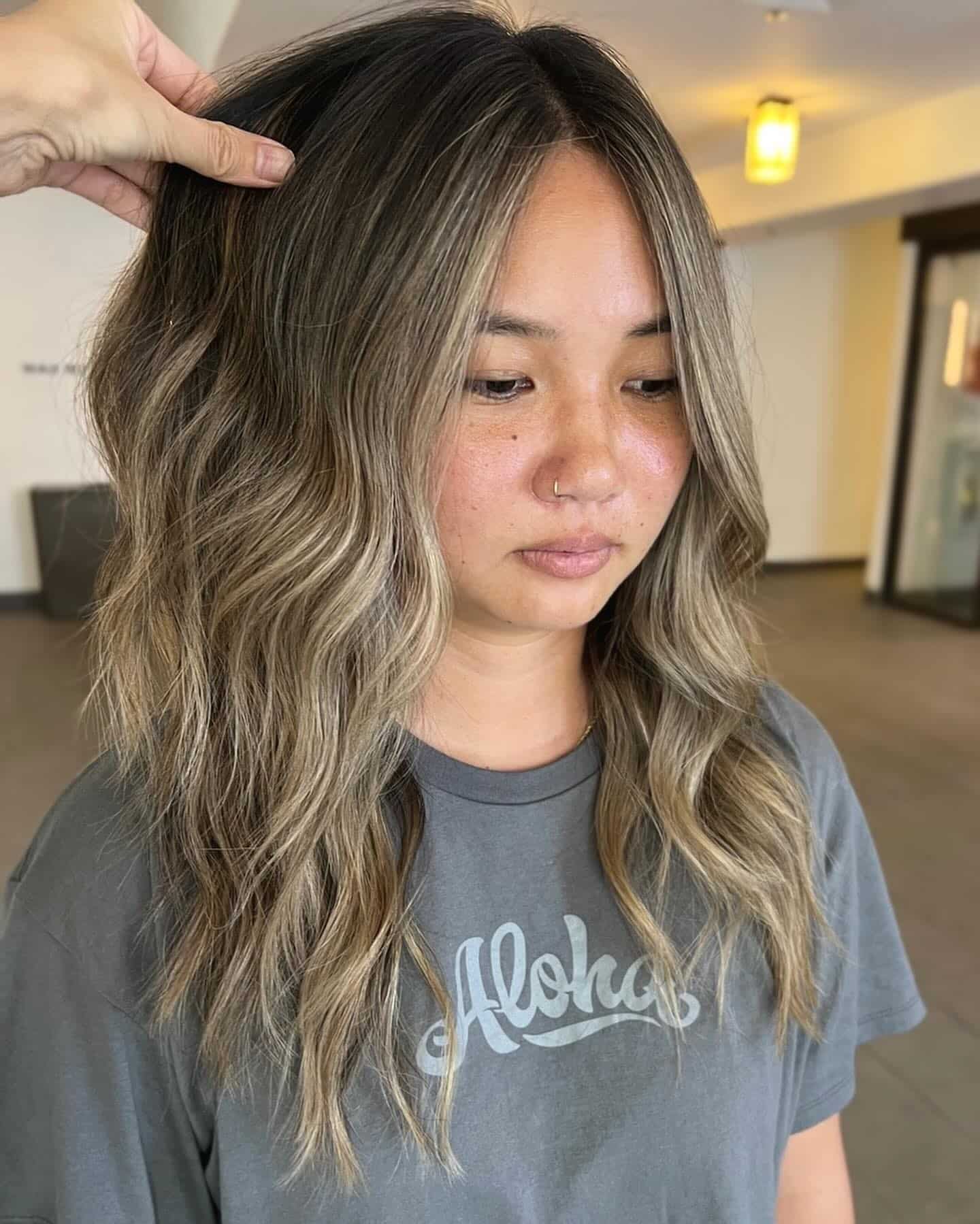 48. Dark Brown Base with Warm Honey Highlights