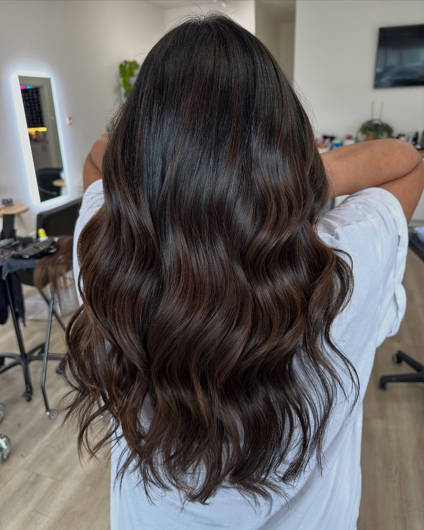 42. Title: Rich Dark Brown Waves with Subtle Highlights