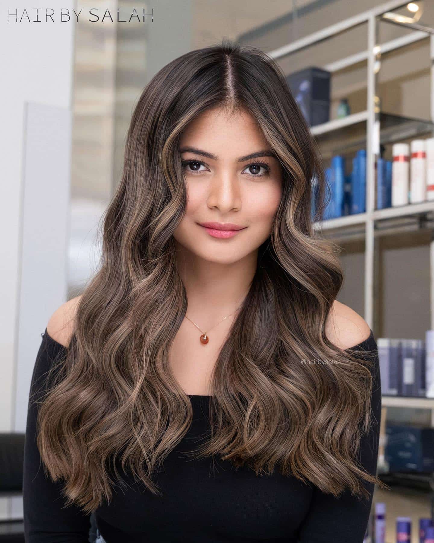 23. Title: Smooth Dark Brown Waves with Subtle Highlights