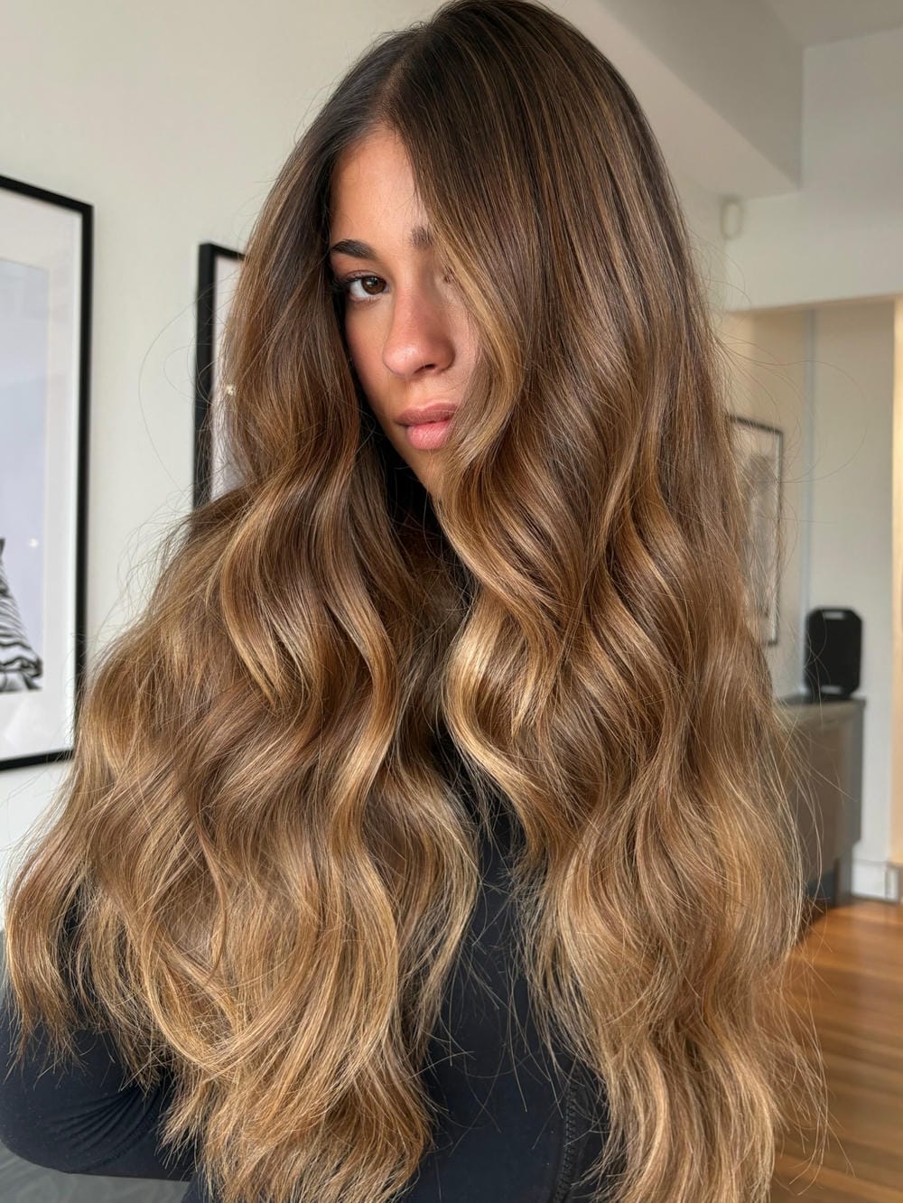 50. Soft Waves with Warm Light Brown Highlights
