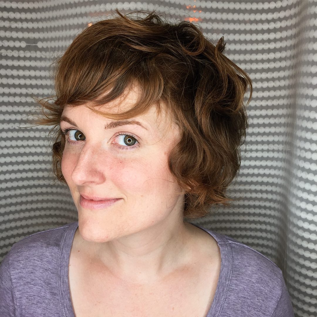 57. Short, Textured Wavy Bob with Bangs