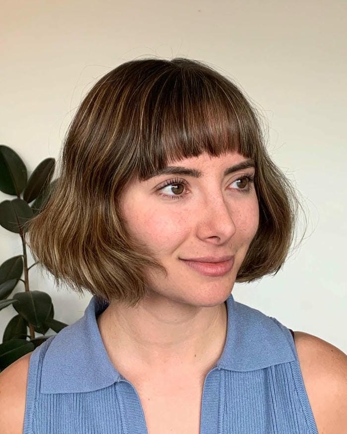 11. Soft Choppy Bob with Straight Bangs