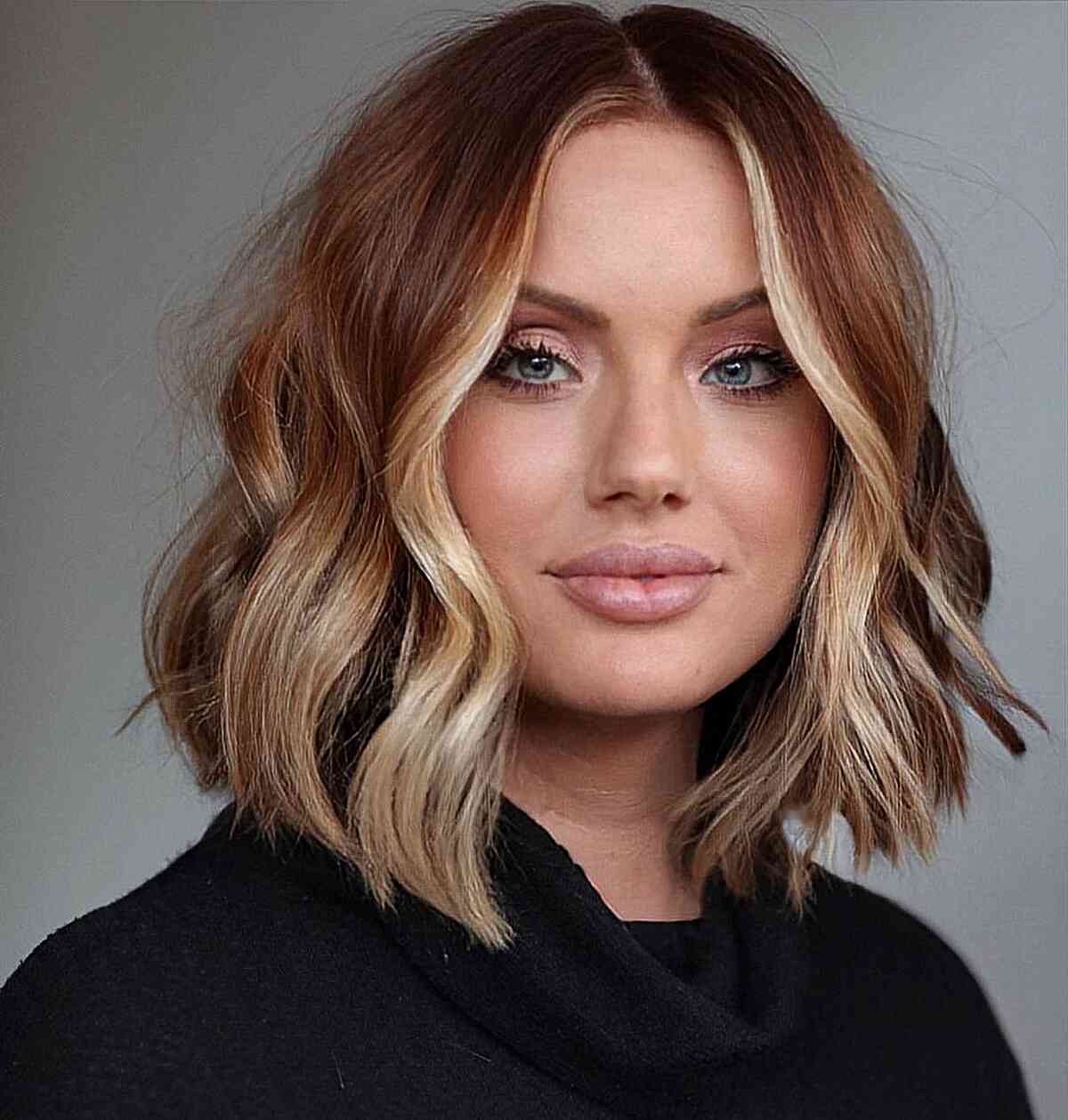 52. Layered Chestnut Waves with Highlights