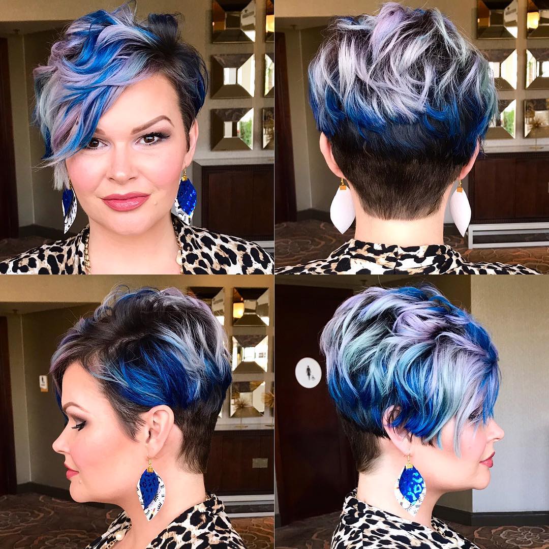 21. Title: Vibrant Asymmetrical Short Waves with Pop of Color