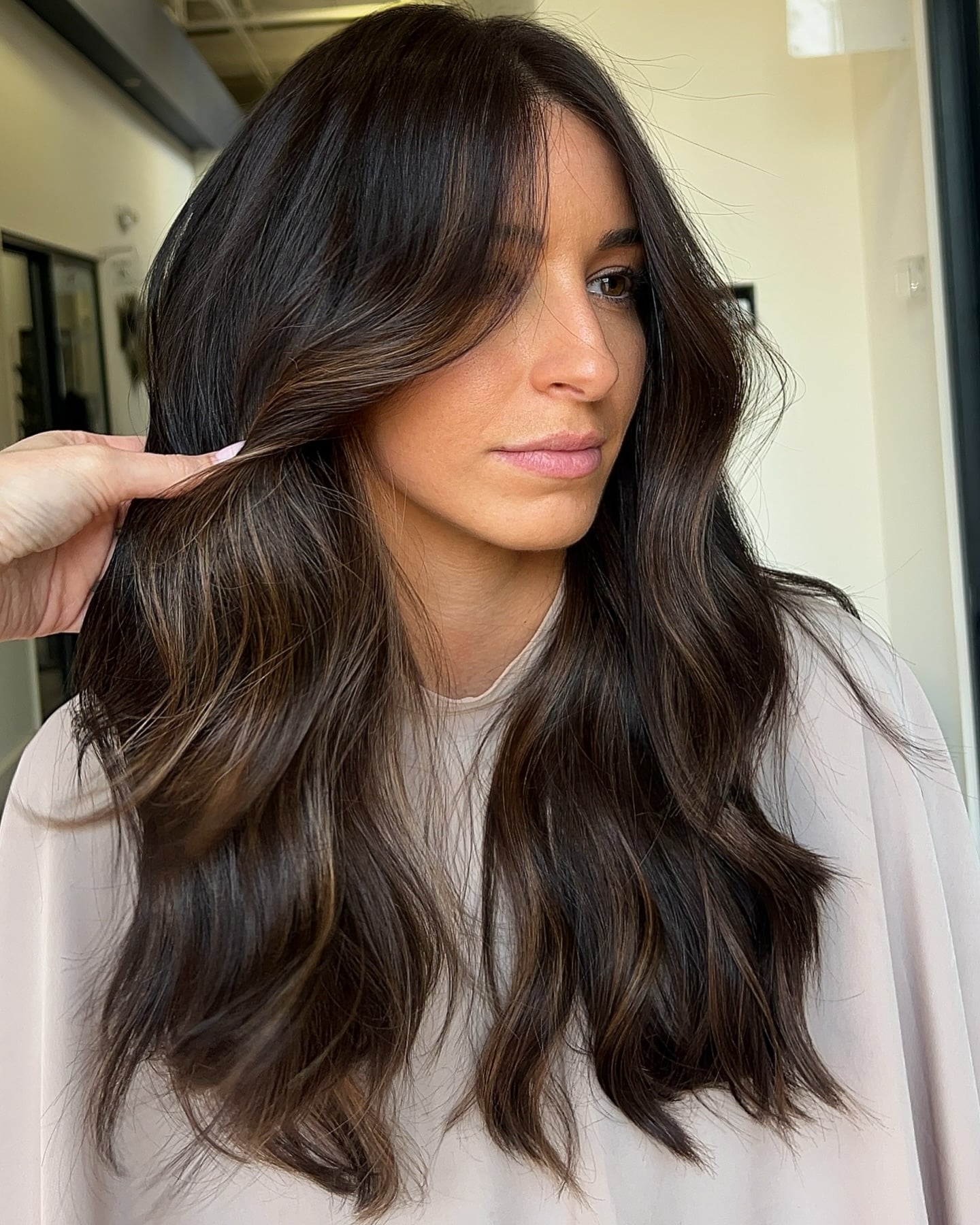 57. Dark Brown Waves with Subtle Highlights