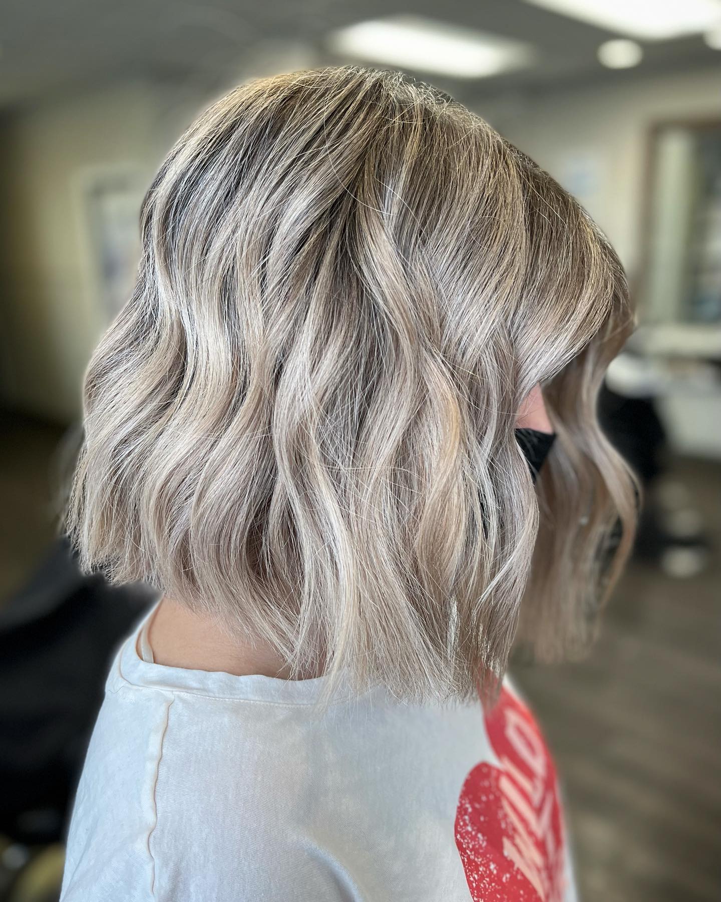 33. Title: Short Wavy Ash Blonde Bob