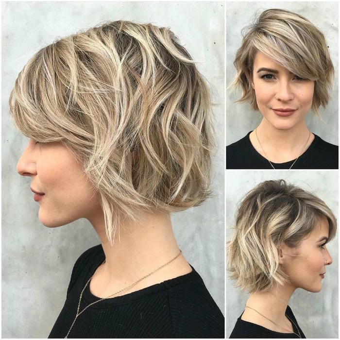 38. Textured Choppy Bob with Subtle Highlights