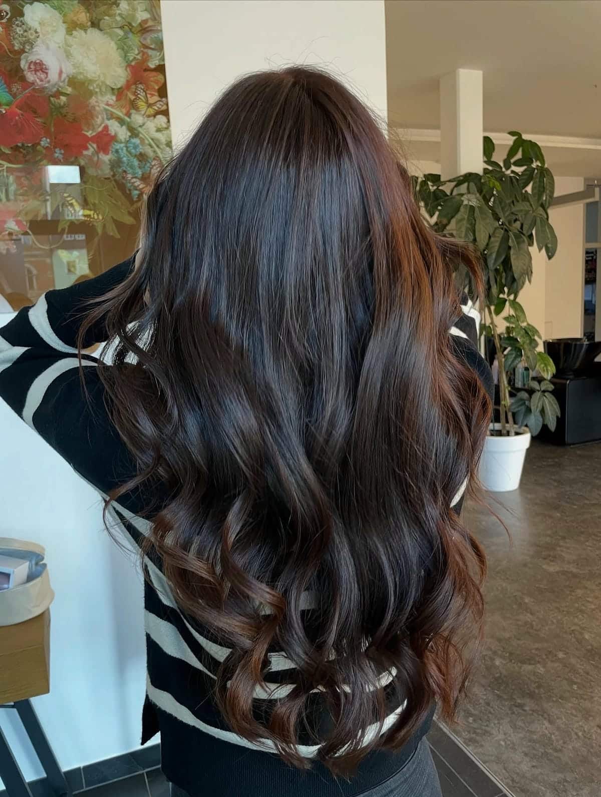 30. Title: Rich Chocolate Brown with Luscious Waves