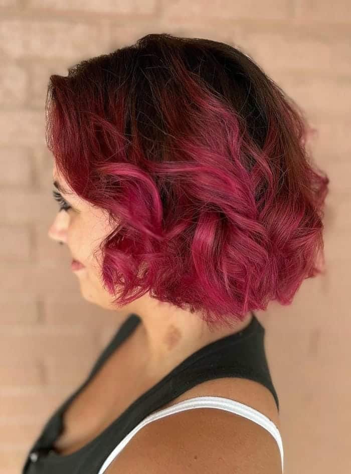 55. Vibrant Choppy Bob with Curls