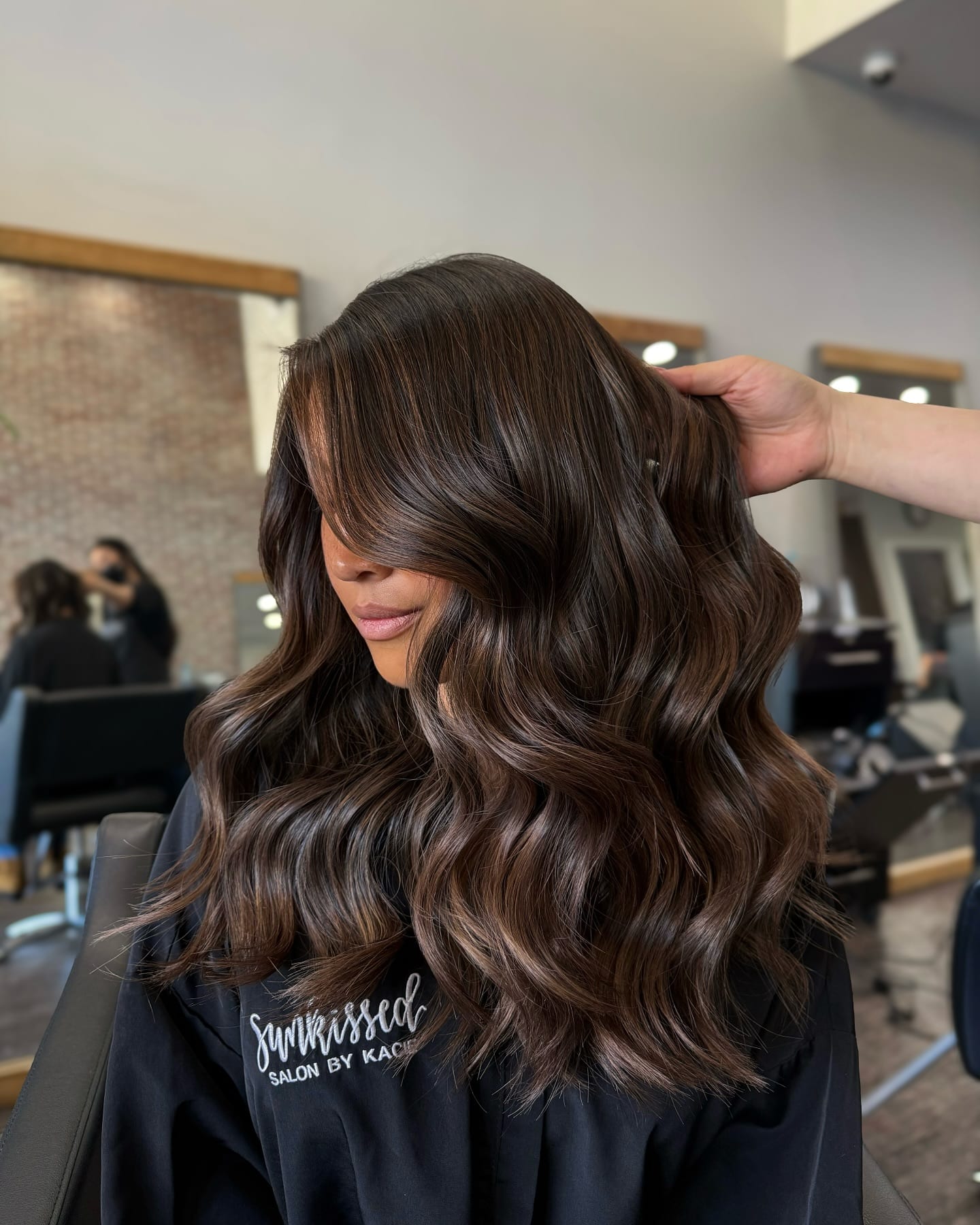 45. Warm Dark Brown Waves with Subtle Highlights