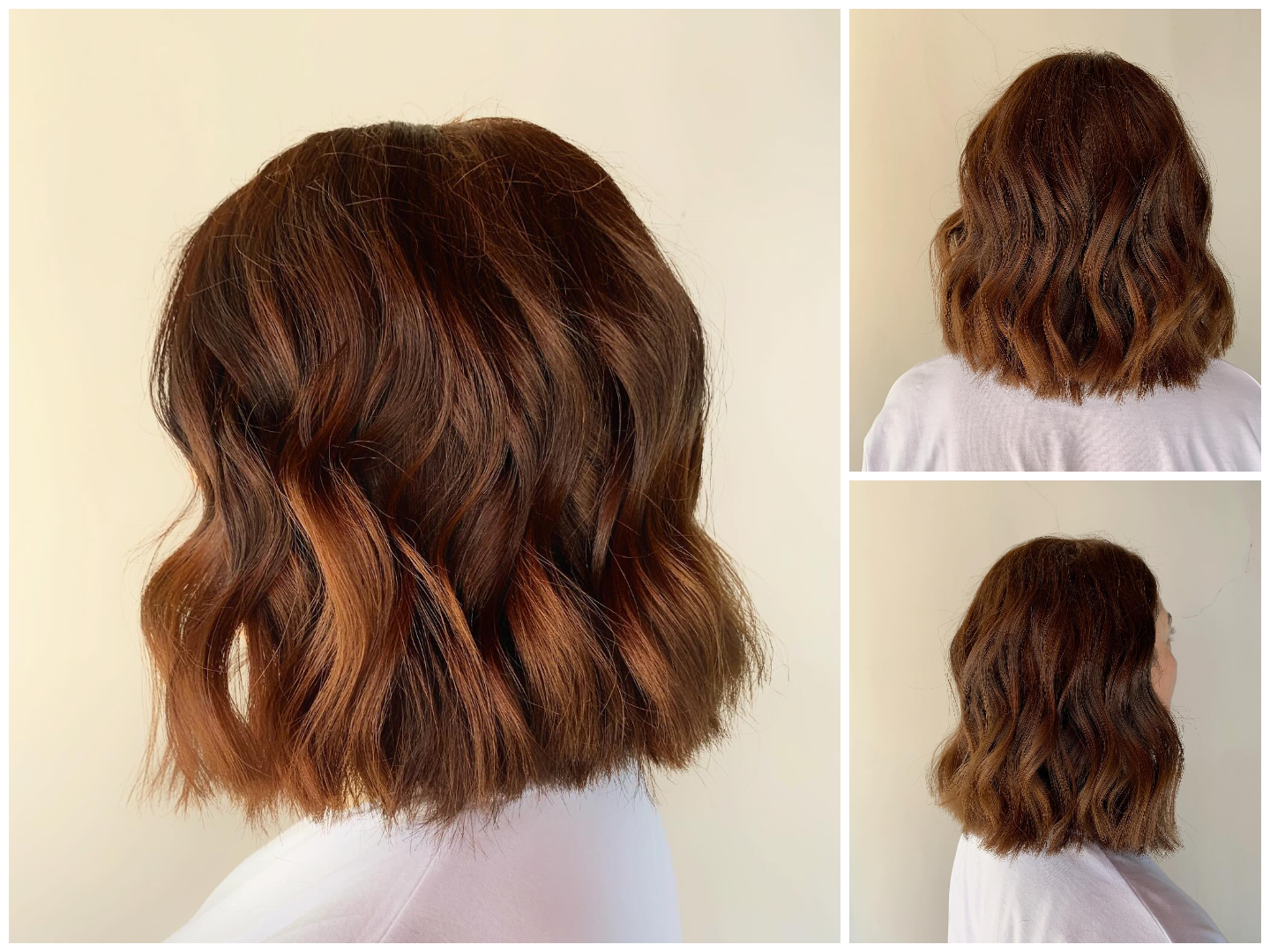 67. Title: Textured Wavy Bob with Warm Undertones