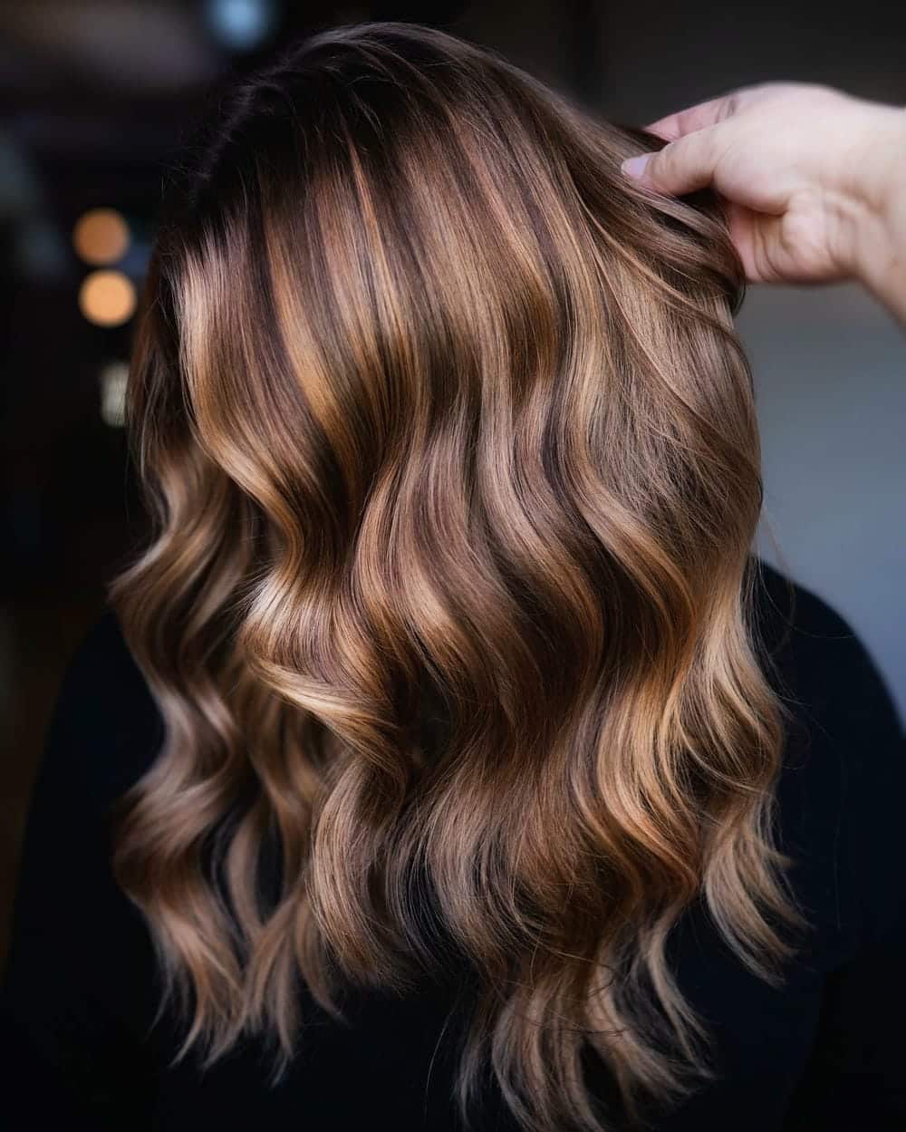 34. Title: Soft Waves with Caramel Highlights and Deep Lowlights