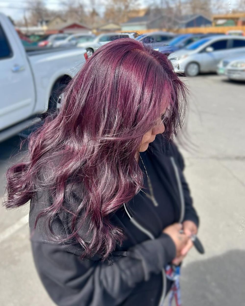 18. Deep Burgundy Waves with Subtle Highlights