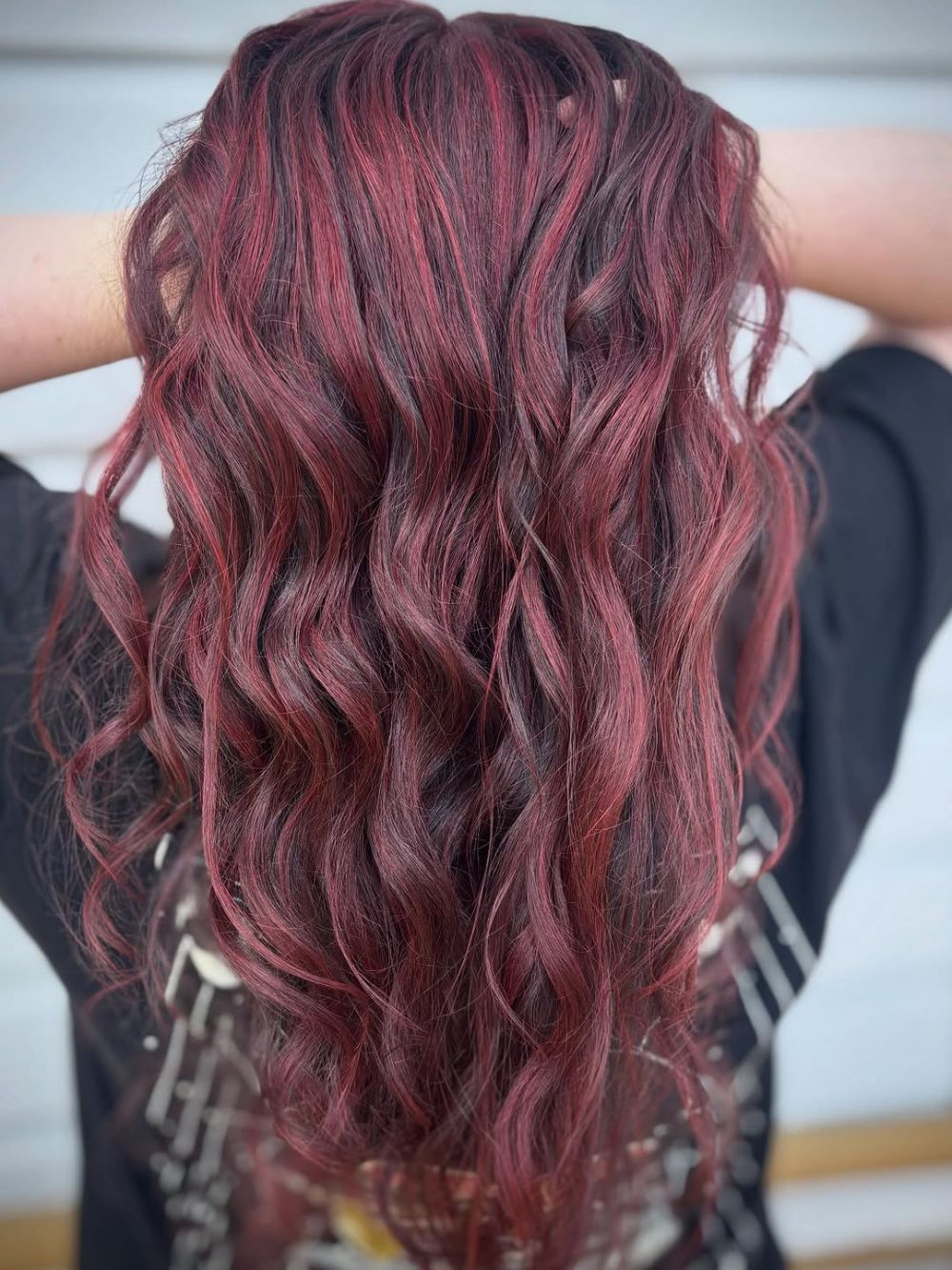 10. Deep Burgundy Waves with Subtle Highlights