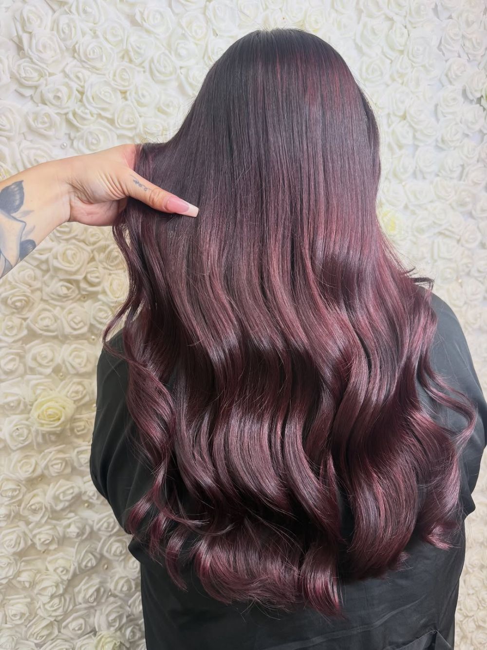 3. Deep Burgundy with Soft Waves