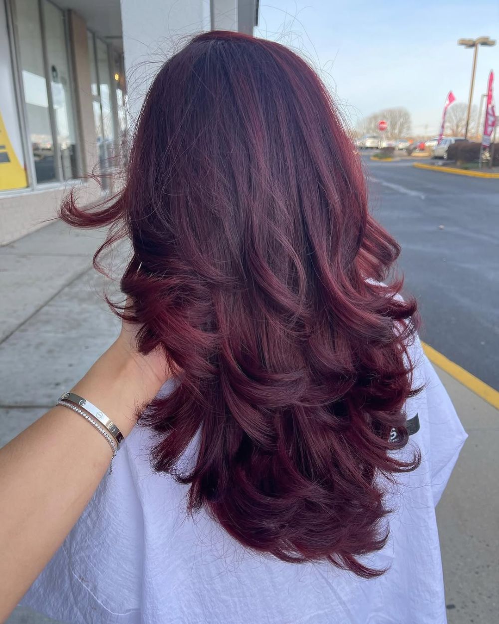 20. Luscious Layered Burgundy Waves