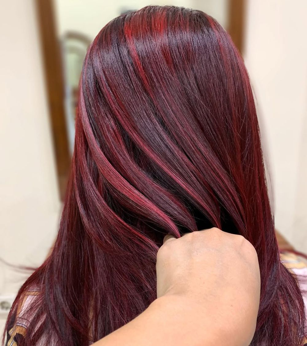 13. Radiant Burgundy with Subtle Highlights