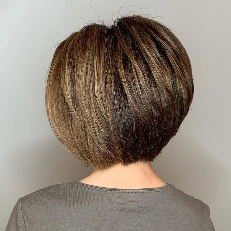 17. Rounded Stacked Bob with Subtle Highlights