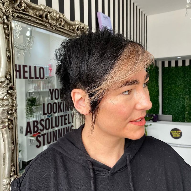 65. Short Choppy Cut with Textured Layers and Highlighted Fringe