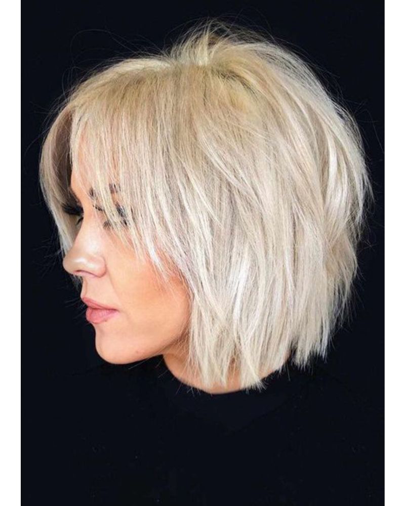 41. Short, Textured Blonde Bob