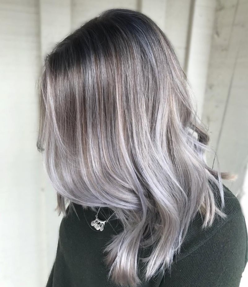 2. Soft Silver Waves with Subtle Lavender Undertones