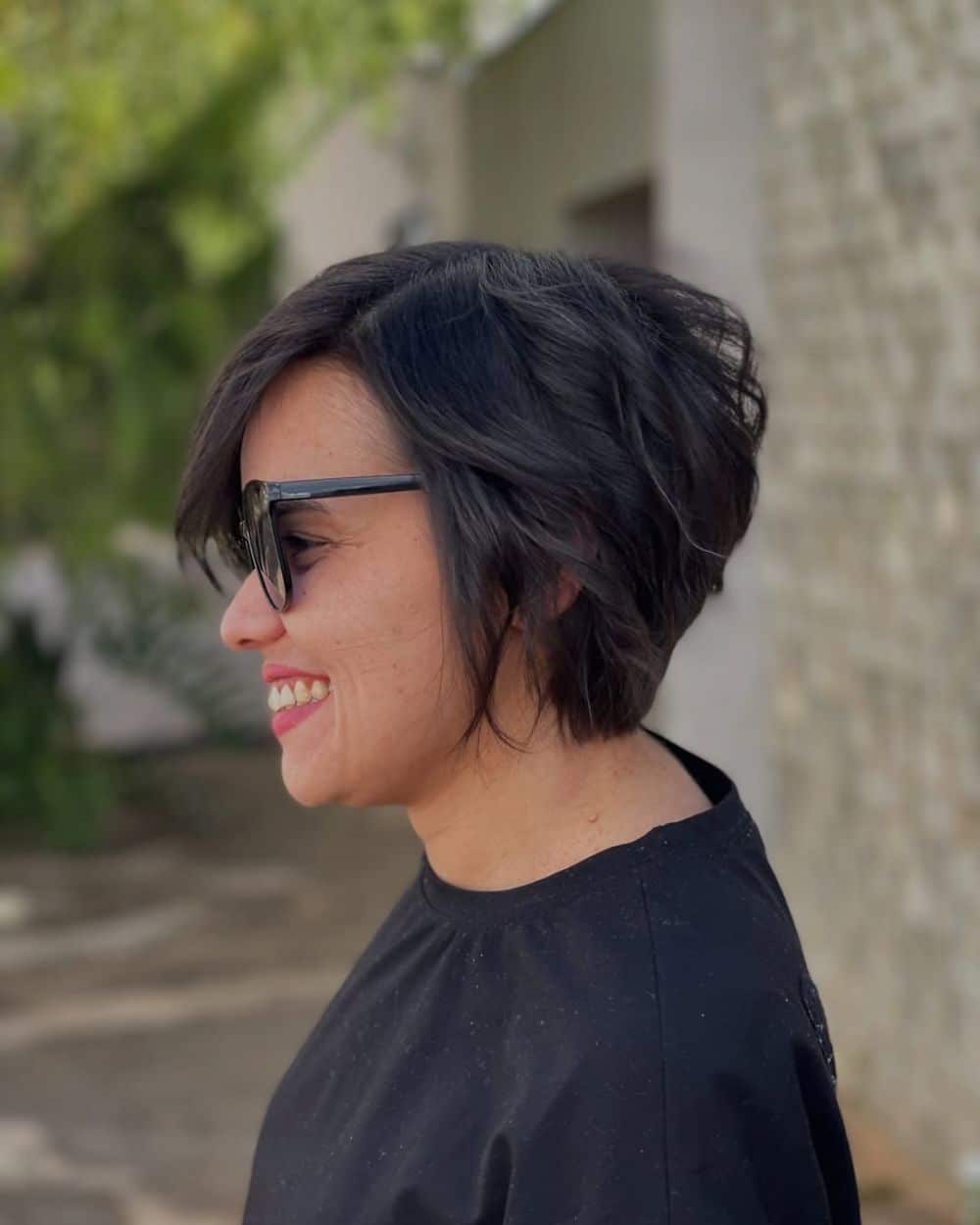 42. Textured Asymmetrical Short Bob