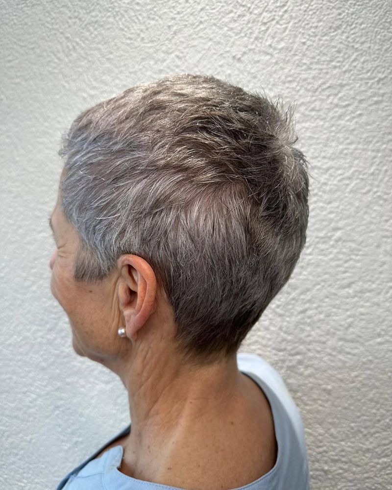 43. Textured Gray Pixie Cut