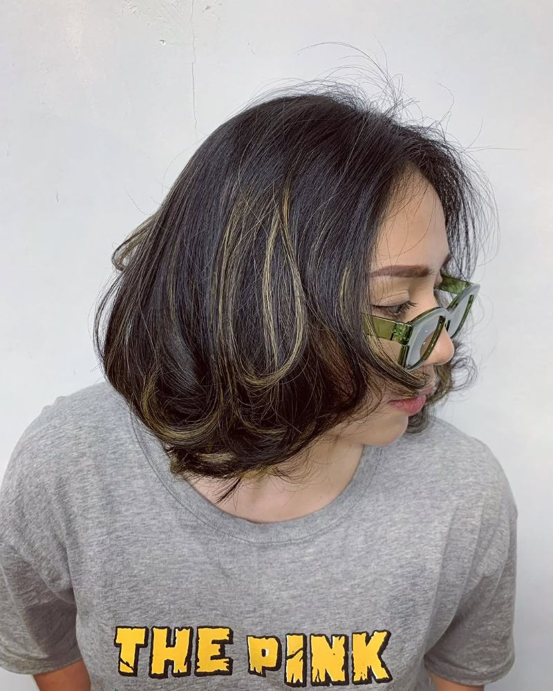 8. Textured Medium Bob with Highlights