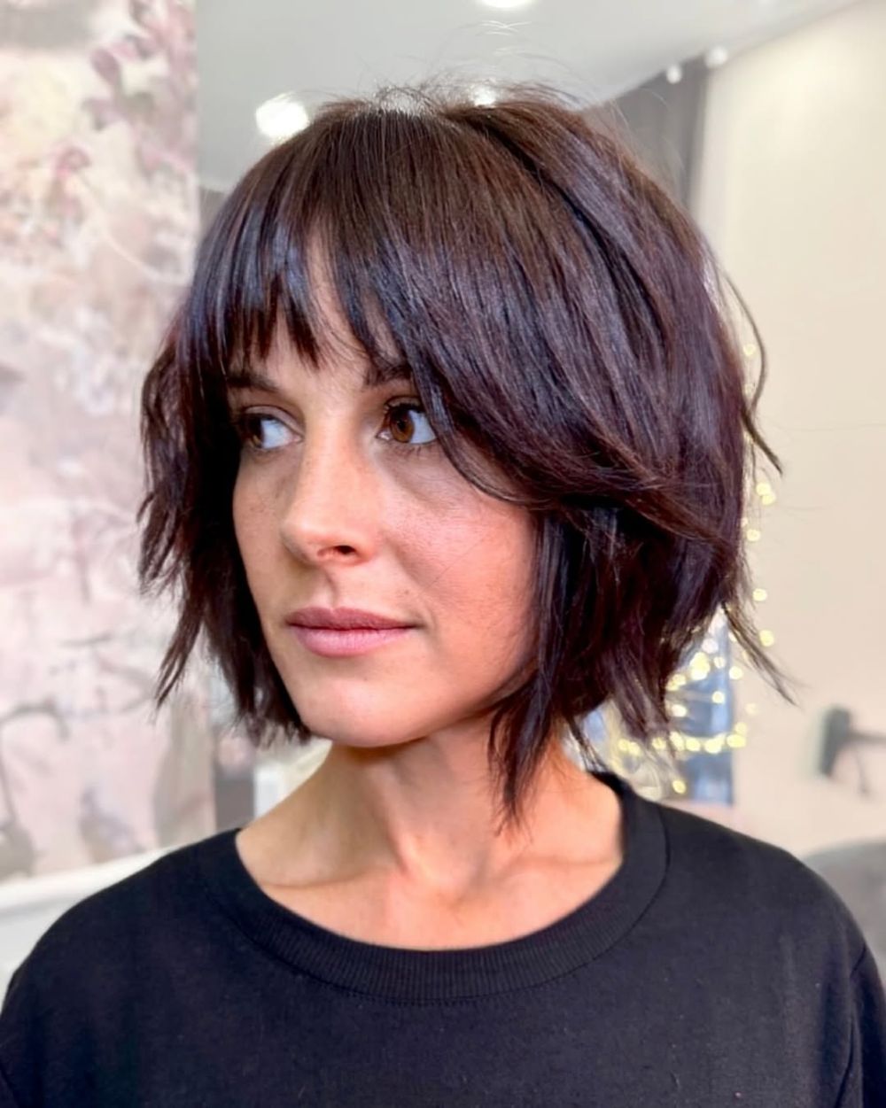 45. Textured Short Bob with Blunt Bangs