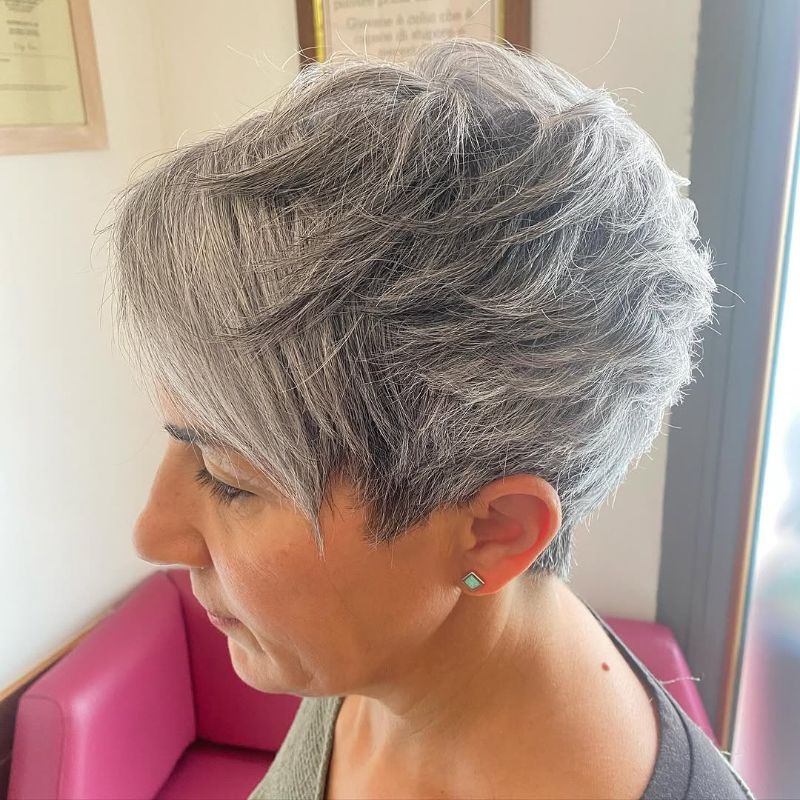24. Textured Short Gray Pixie Cut